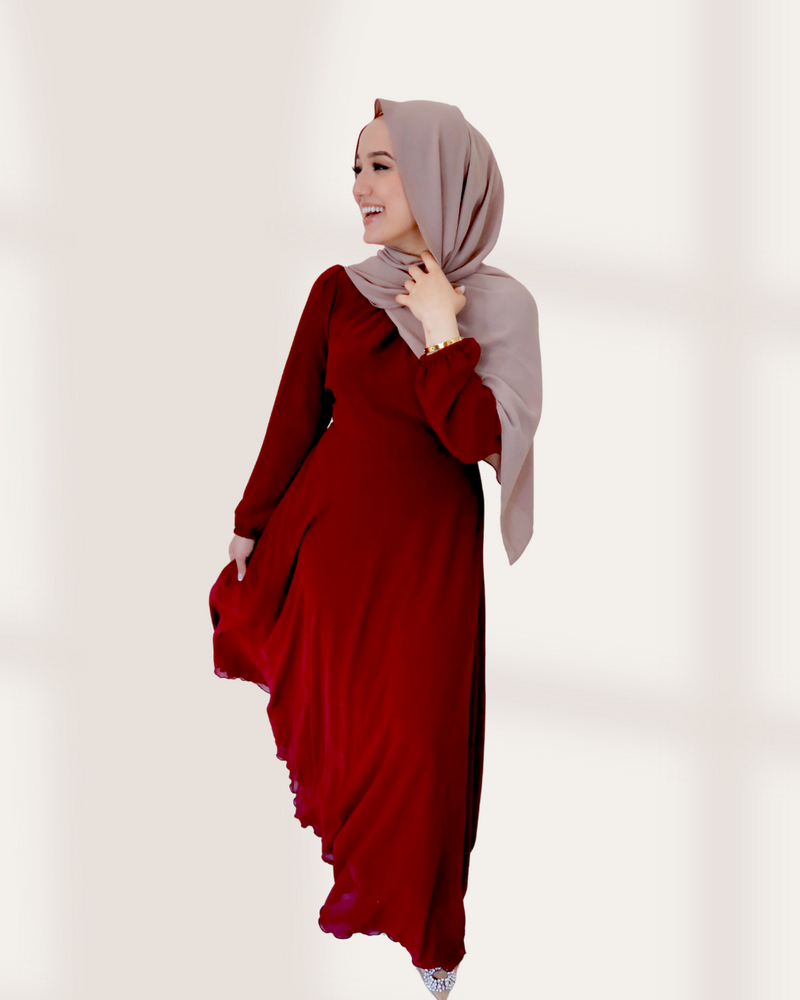 Amira Chiffon Maxi Dress - Maroon