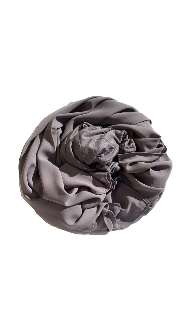 Slip-Proof Chiffon Hijab Set: Slate Grey