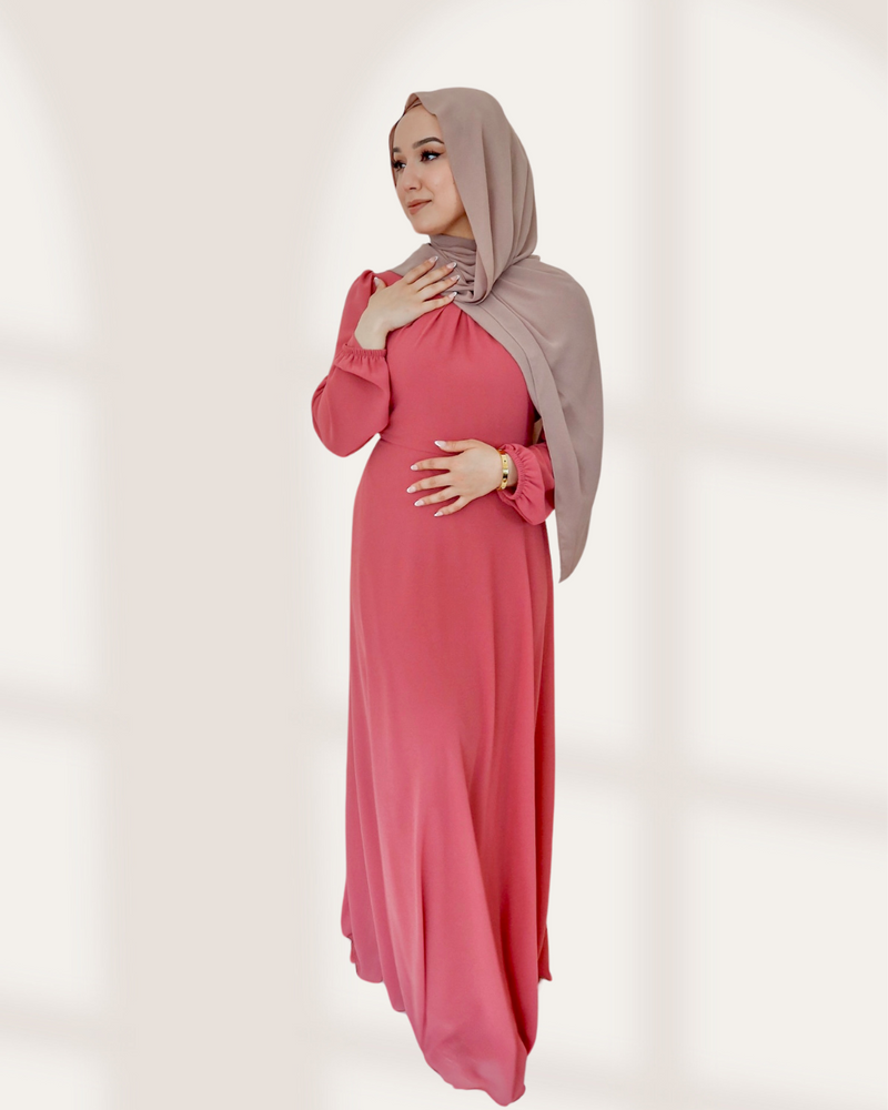Amira Chiffon Maxi Dress - Coral