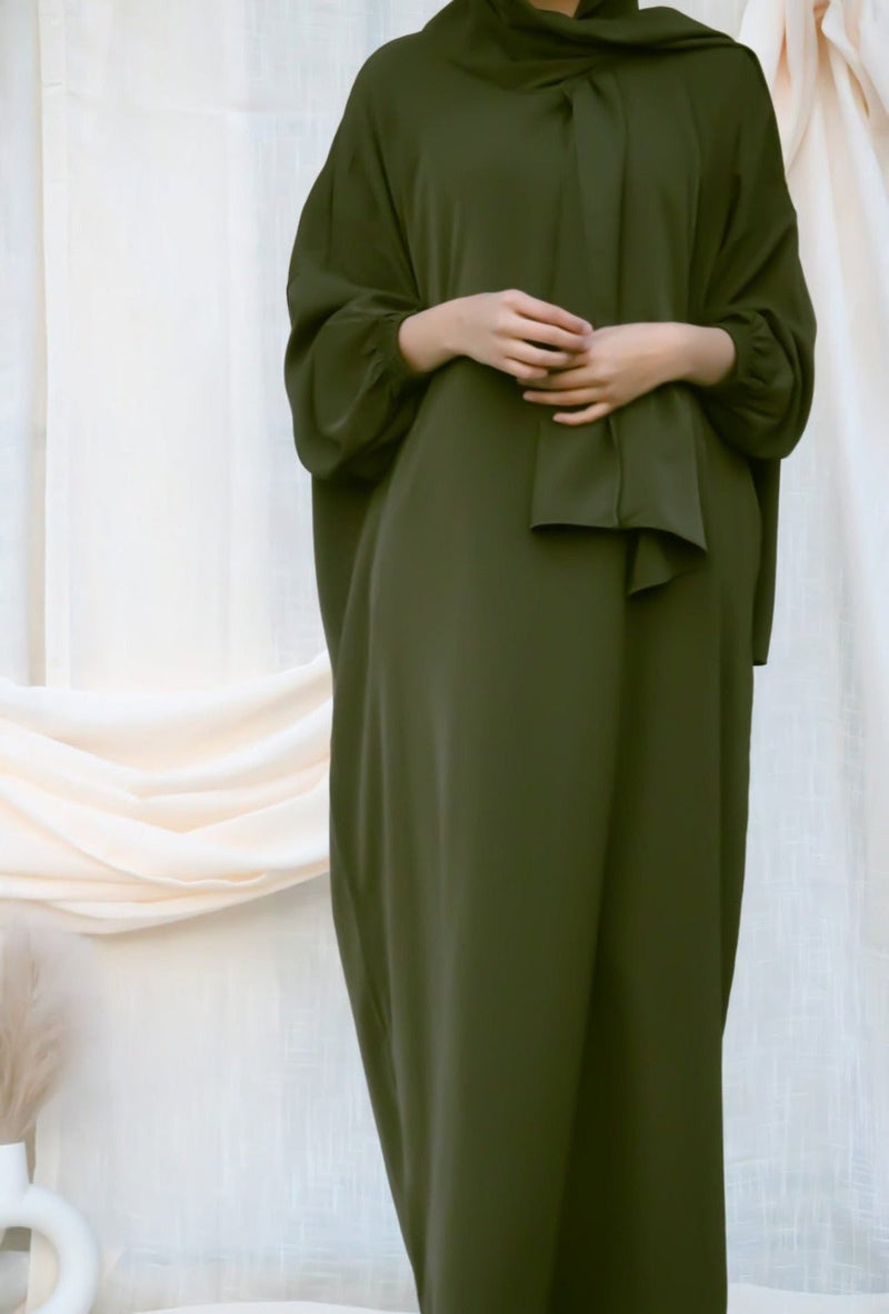 Inaya Prayer Dress - Army Green